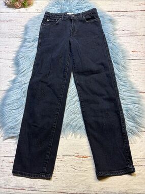 Sundry Black Straight-Leg Jeans with Star Stitching Sz 25